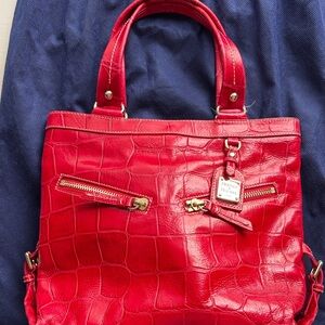Dooney & Bourke Red Croc-Embossed Tote VINTAGE…